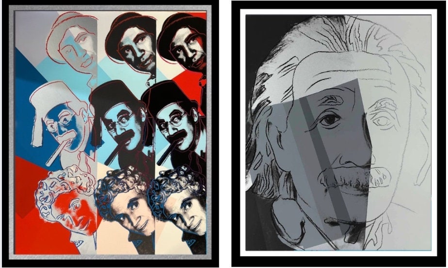 Full sized Andy WARHOL- "MARX Bros. & EINSTEIN"- 2 Silkscreens (Screenprints) Jews Suite- Fast Flat Ship- Best Quality - Best Price
